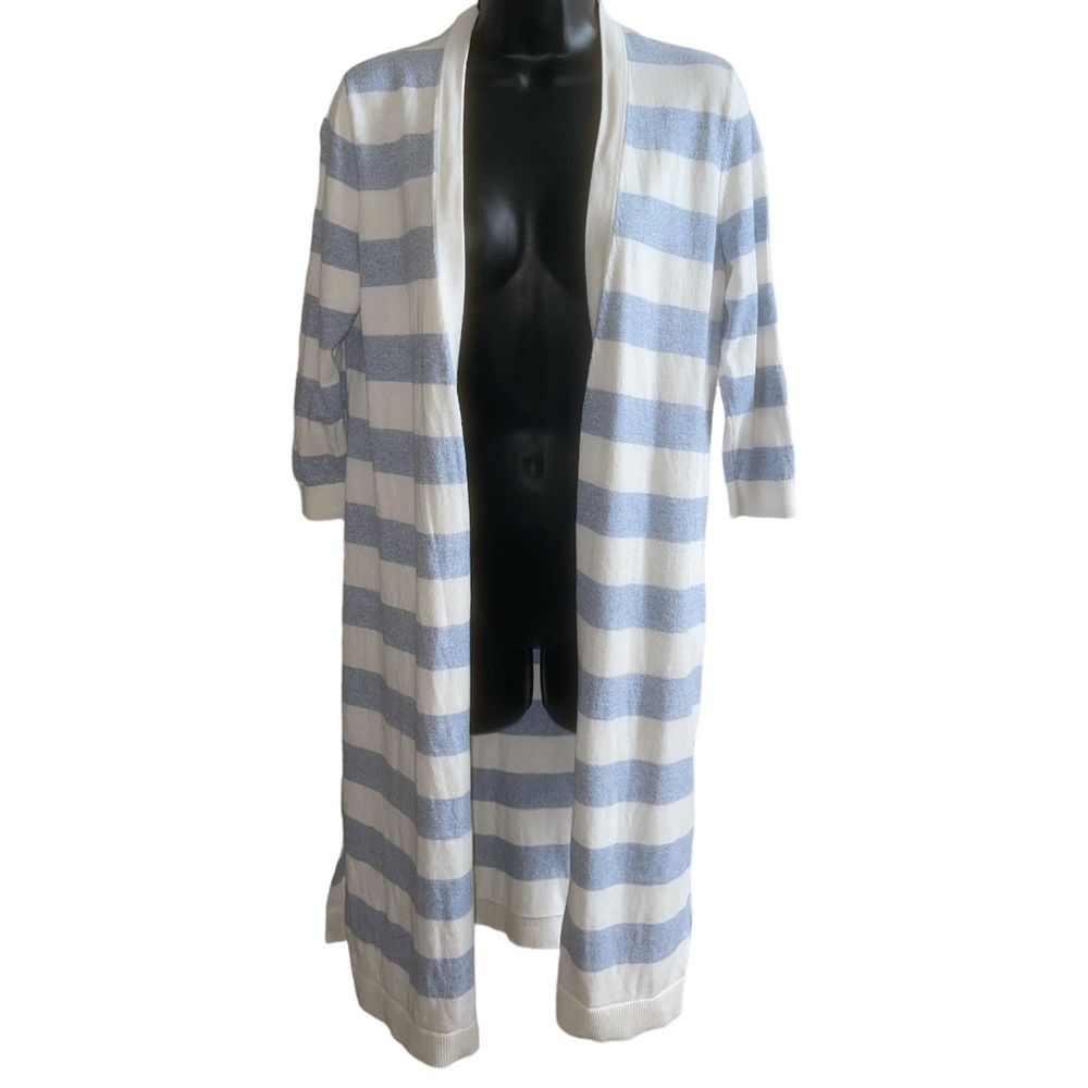 Talbots Blue/White Stripe Open Front Cardigan Sweater - S